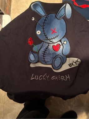 BKYS Men’s Navy Crewneck Sweater with Blue Bunny Appliqué